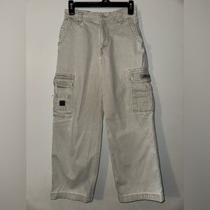 Vintage JNCO Cargo Pants Flame Embroidery Wide-leg Baggy Skater Y2K Boys Size 12